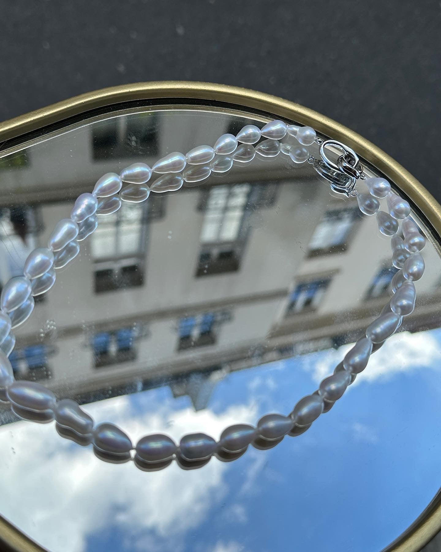 Satin Teardrop Baroque Pearl Necklace 7-8mm