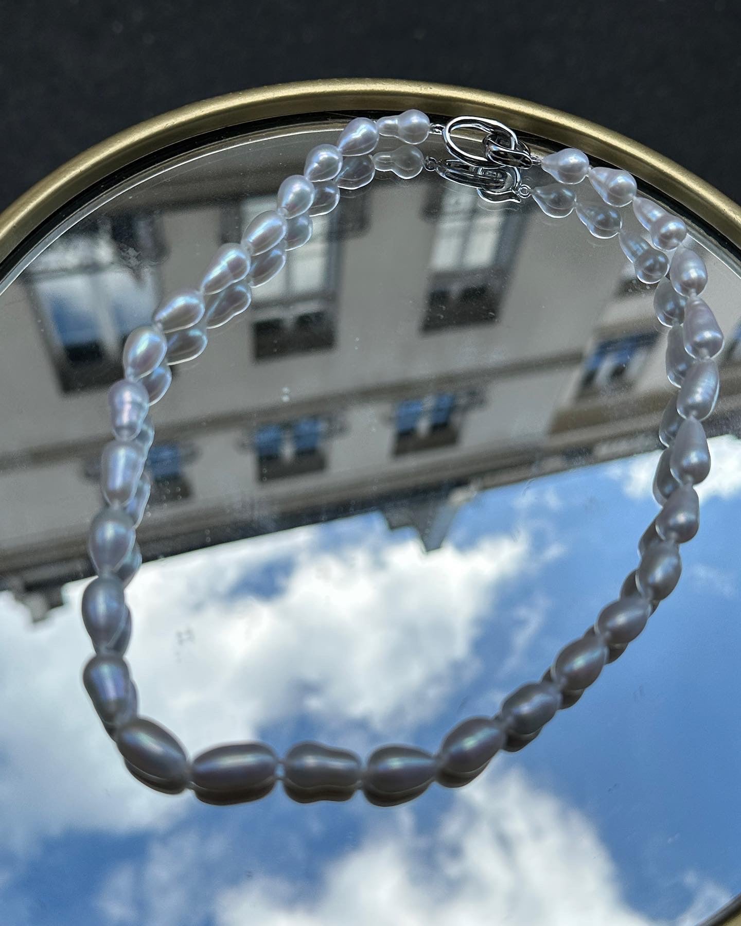 Satin Teardrop Baroque Pearl Necklace 7-8mm