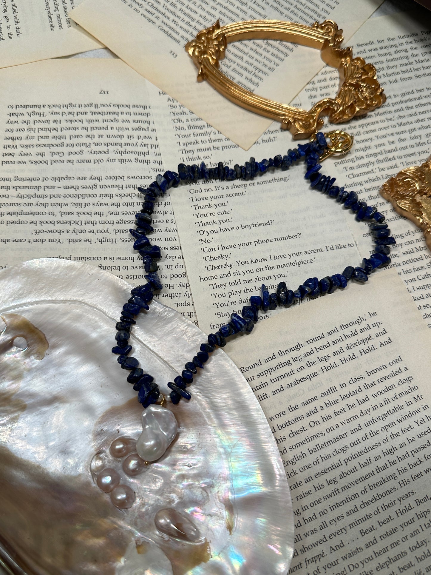 Majestic Lapis Lazuli Baroque Pearl Necklace