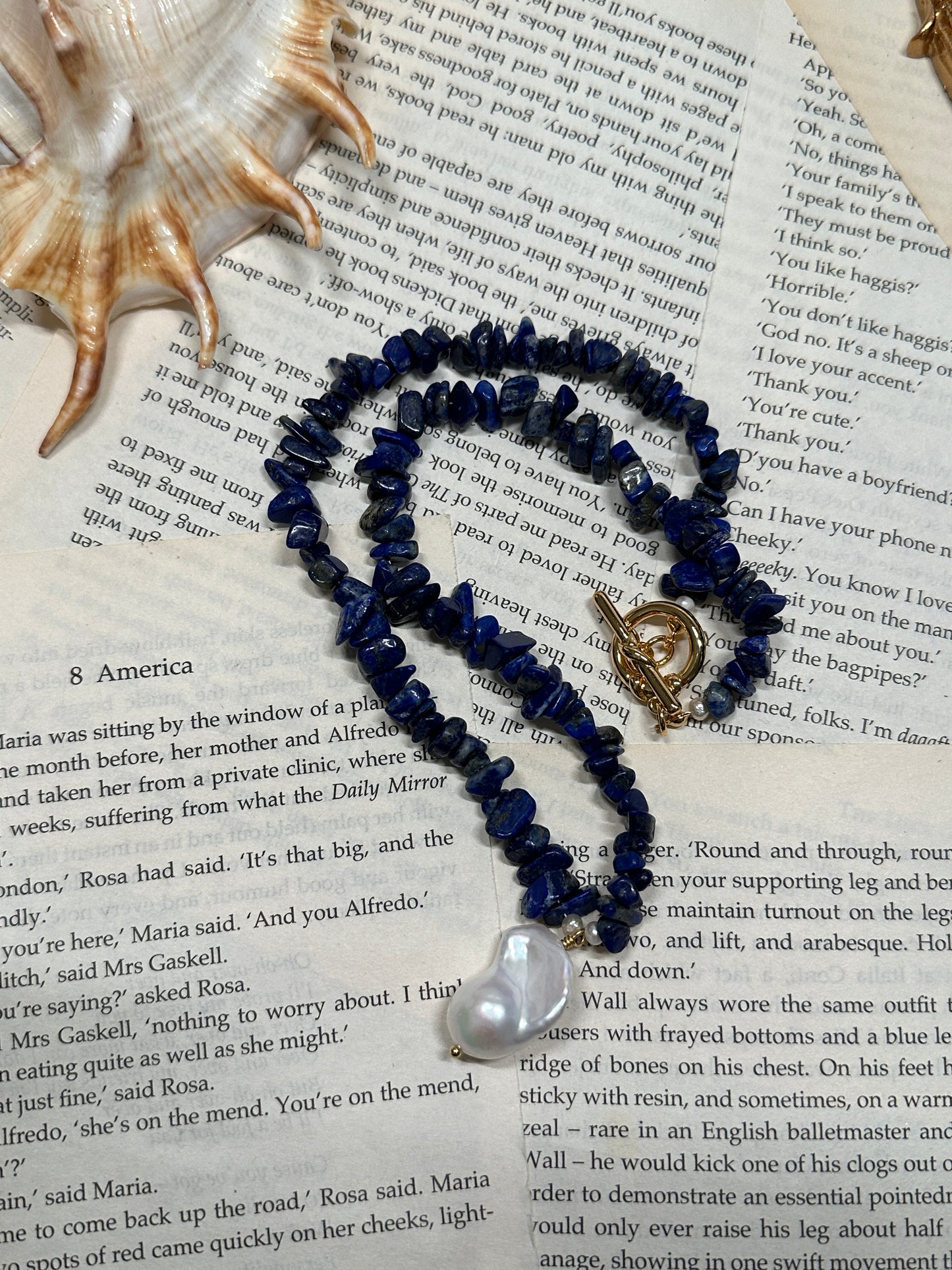 Majestic Lapis Lazuli Baroque Pearl Necklace
