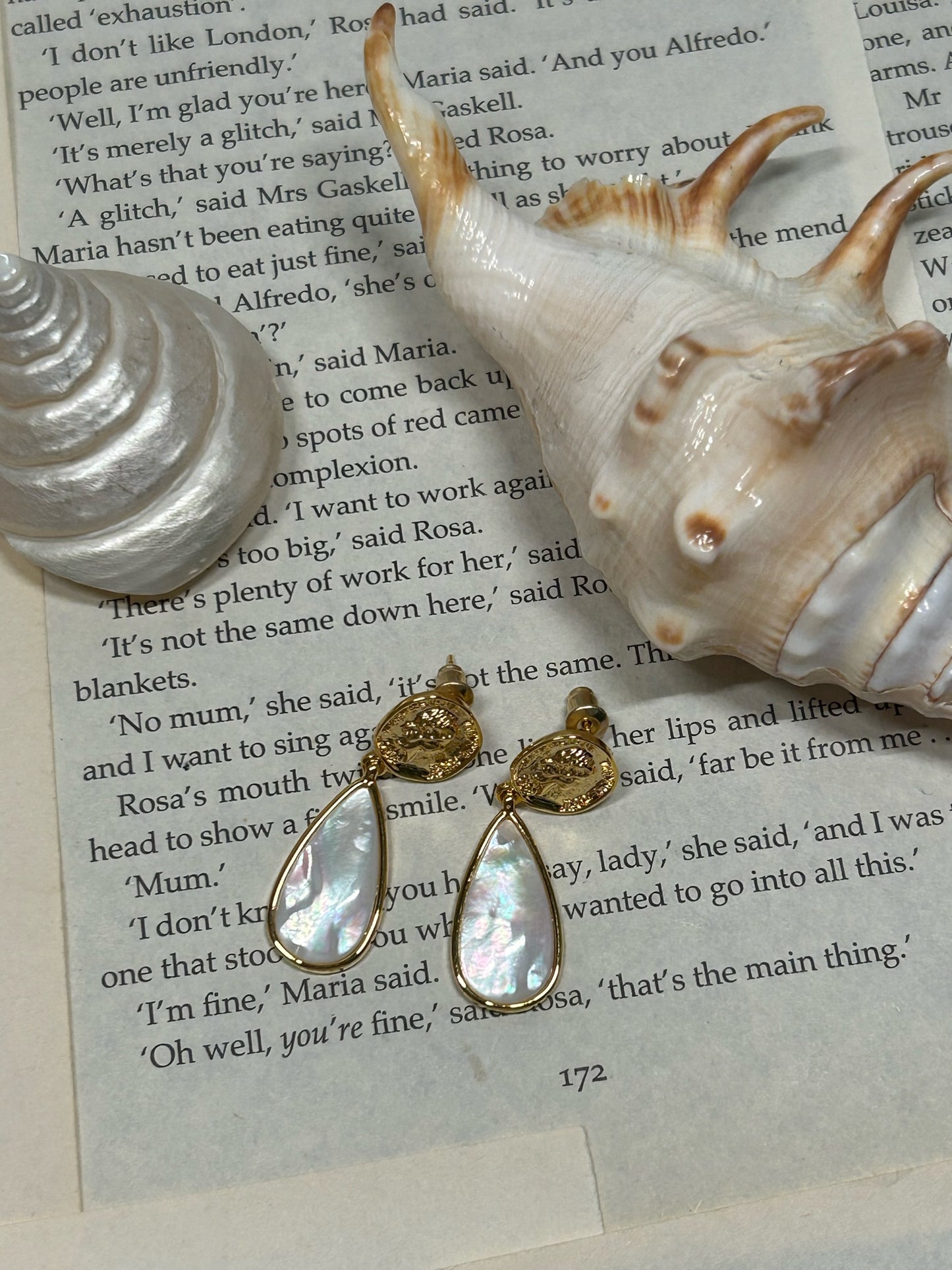 Vintage Teardrop Shell Earrings