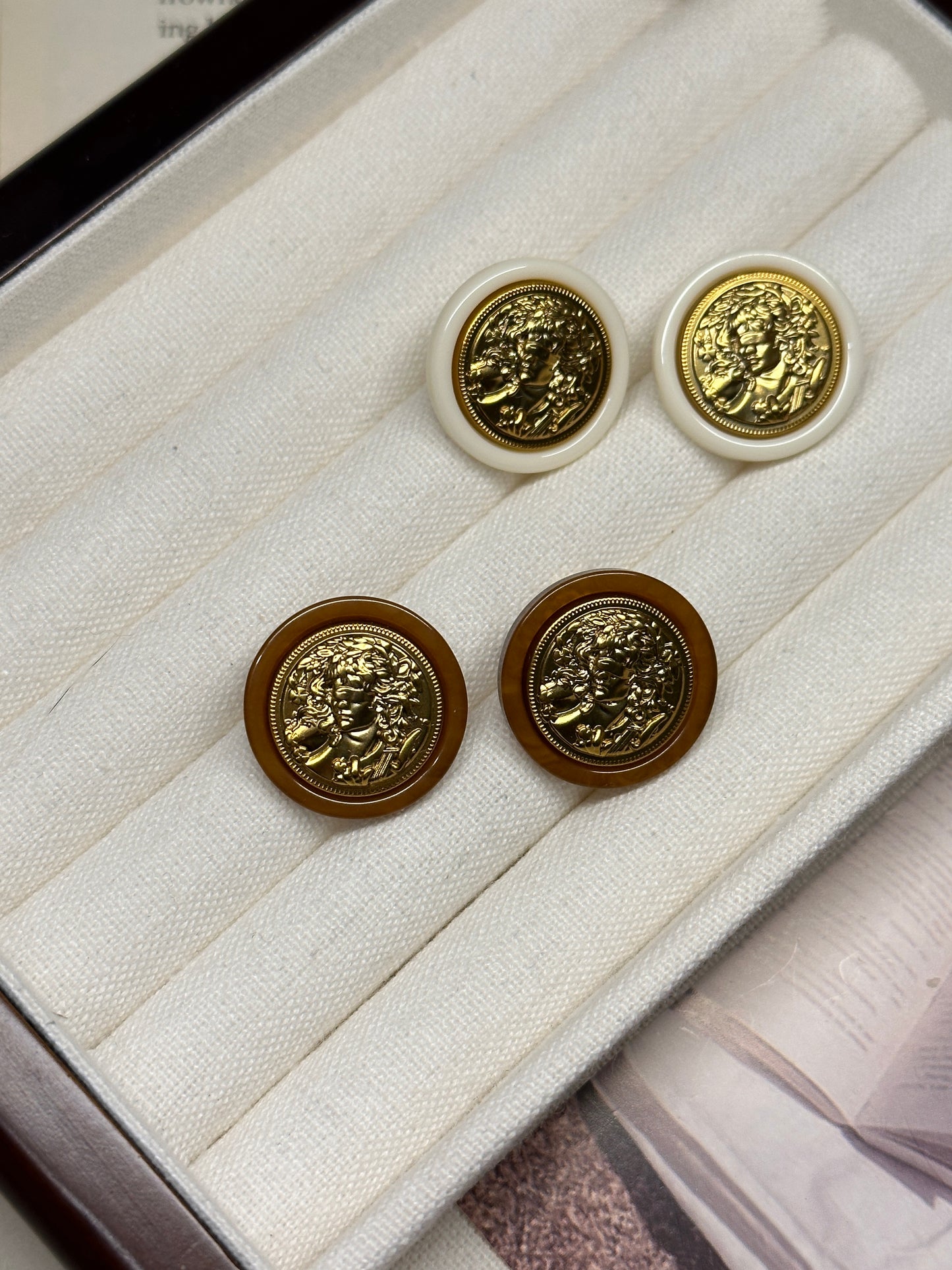 Vintage Resin Metal Earrings