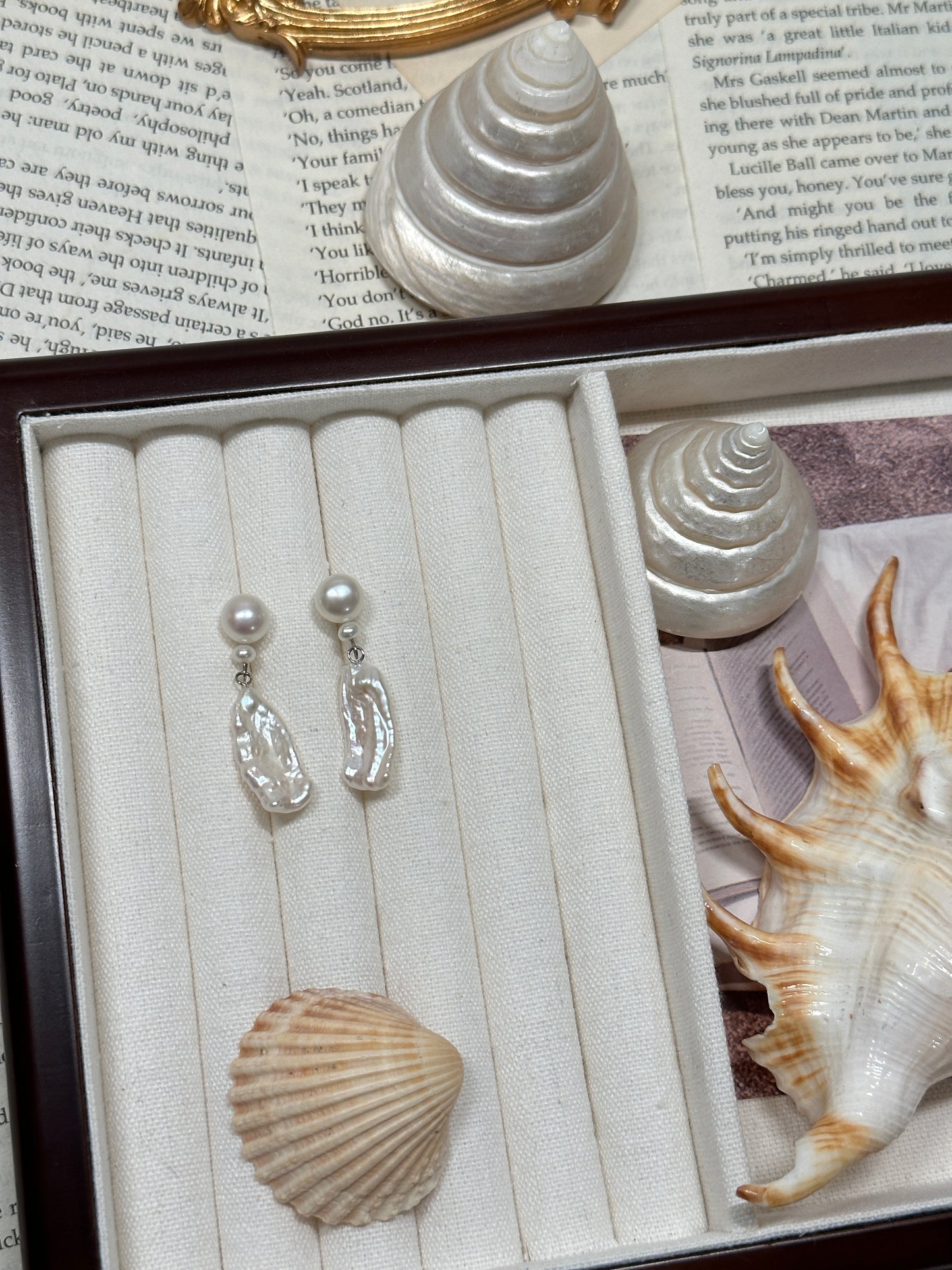 Lustrous Baroque Lute Pearl Earrings