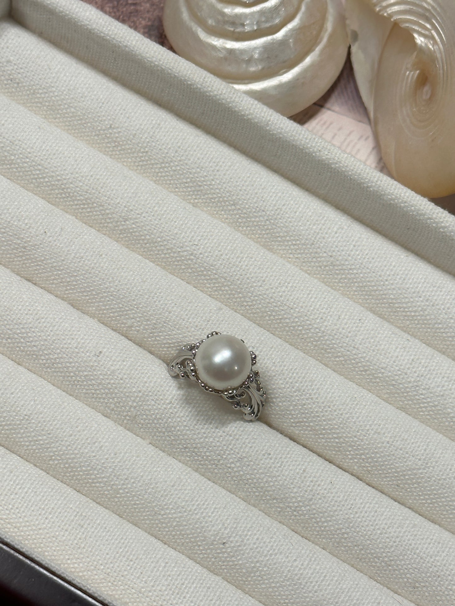 Timeless Pearl Sculpted Silver Ring