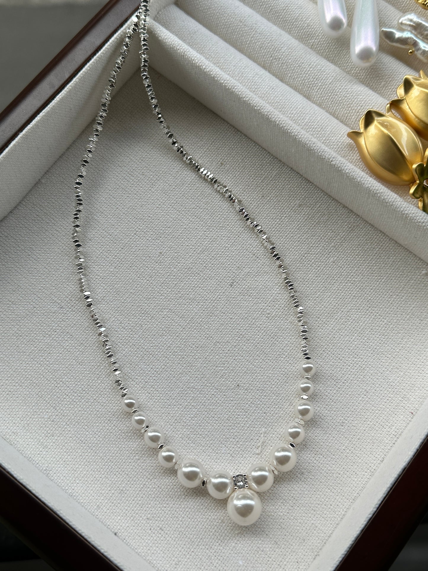 Sterling Silver Tapering Crescent Necklace