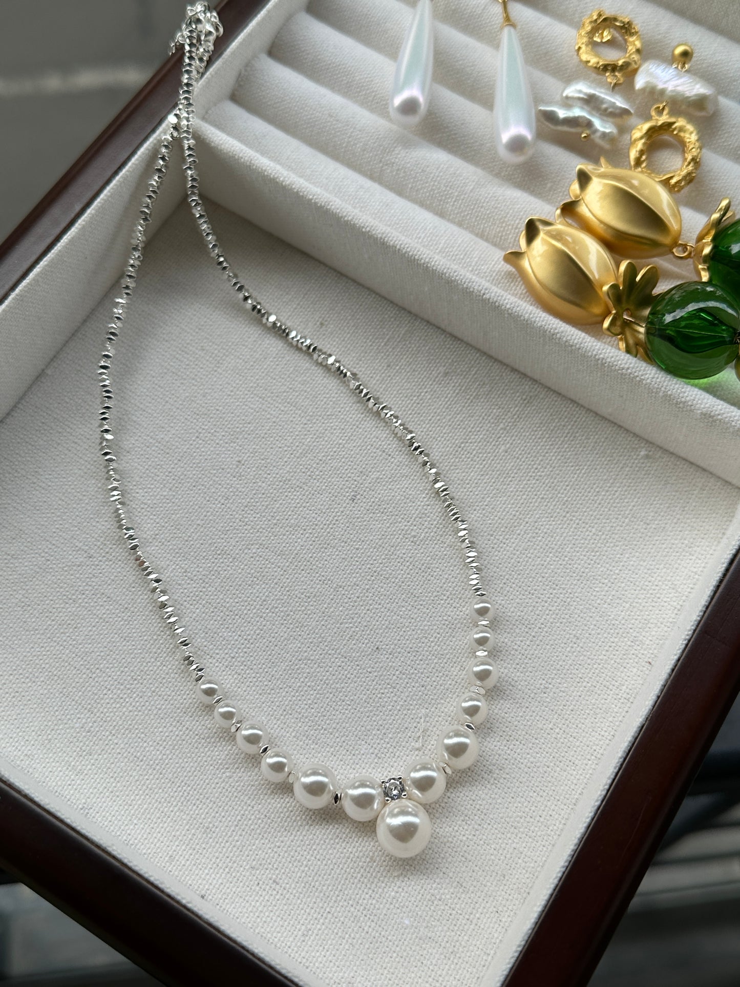 Sterling Silver Tapering Crescent Necklace