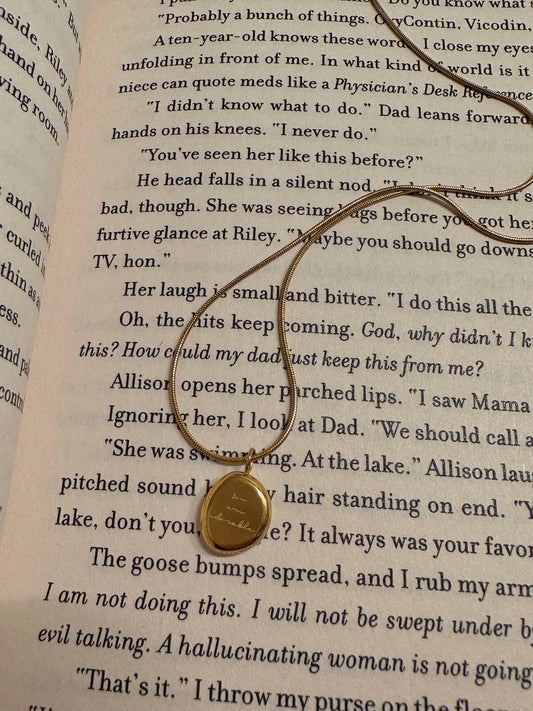Golden Alphabet Oval Pendant Necklace