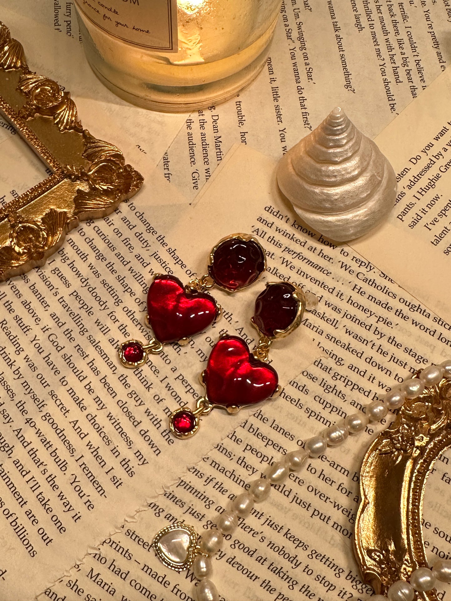 Red Heart Lucite Style Earrings