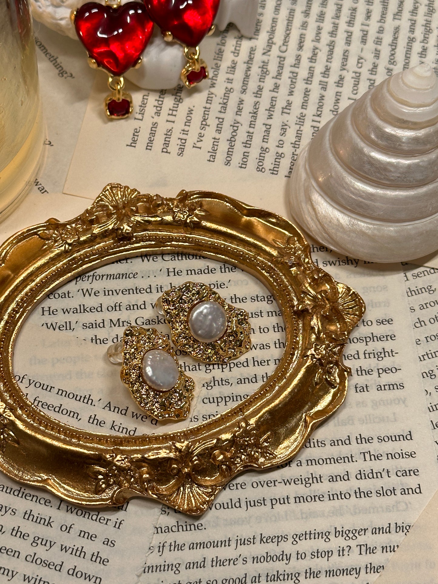 Lava Metal Baroque Pearl Earrings