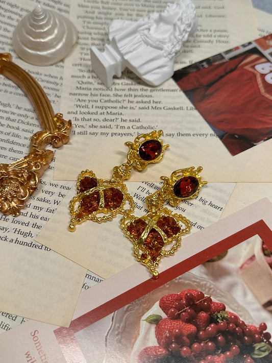 Clips d'oreille en Lucite en forme de cœur, style vintage