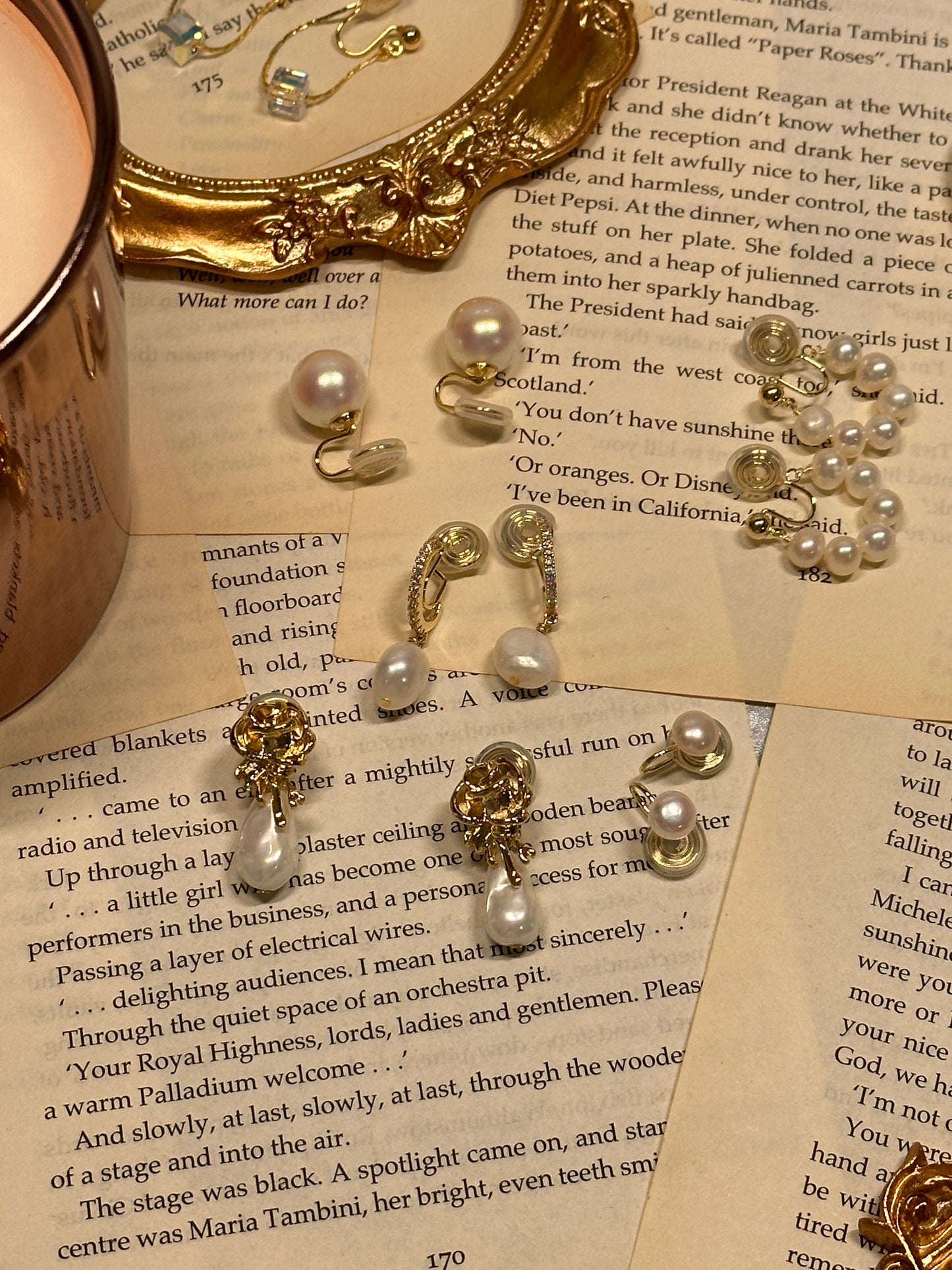 复古玫瑰巴洛克珍珠造型耳环