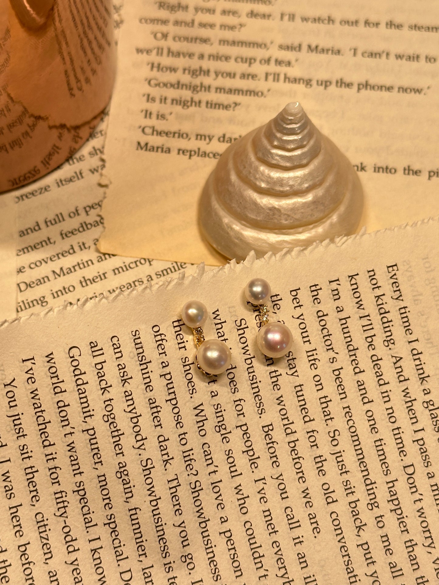 Boucles d'oreilles en perles d'eau douce doubles de haute qualité