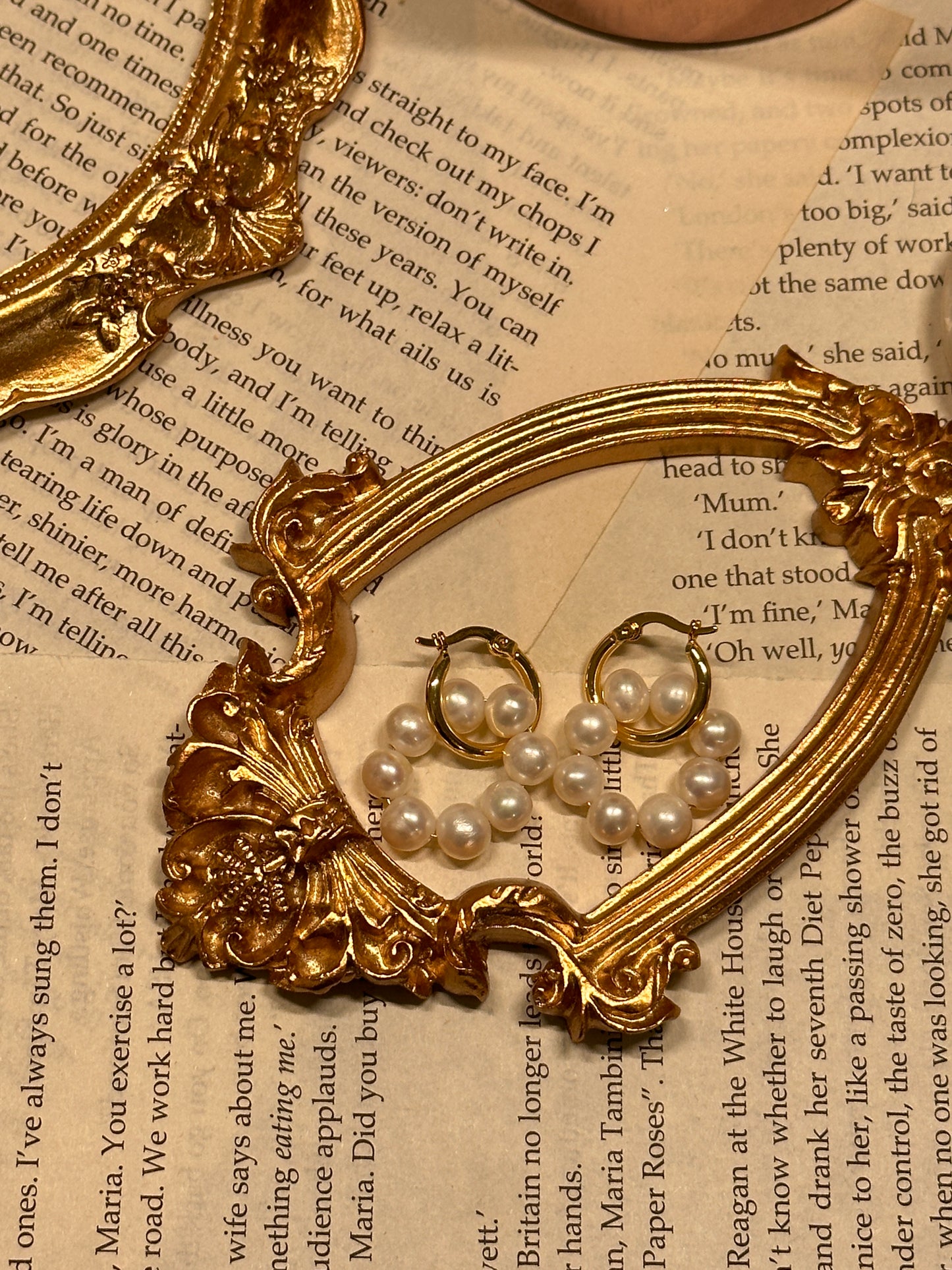 法式创意珍珠环形耳环